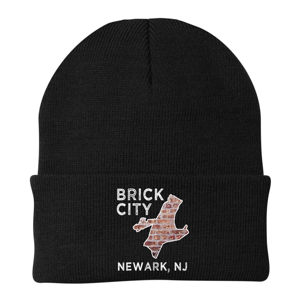 Brick City Newark NJ City New Jersey Map graphic Beanie