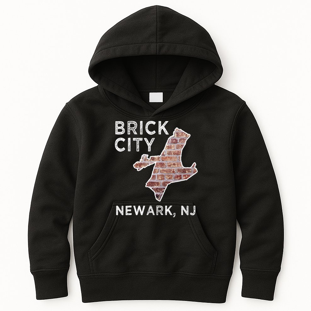 Brick City Newark NJ City New Jersey Map graphic Kids Hoodie