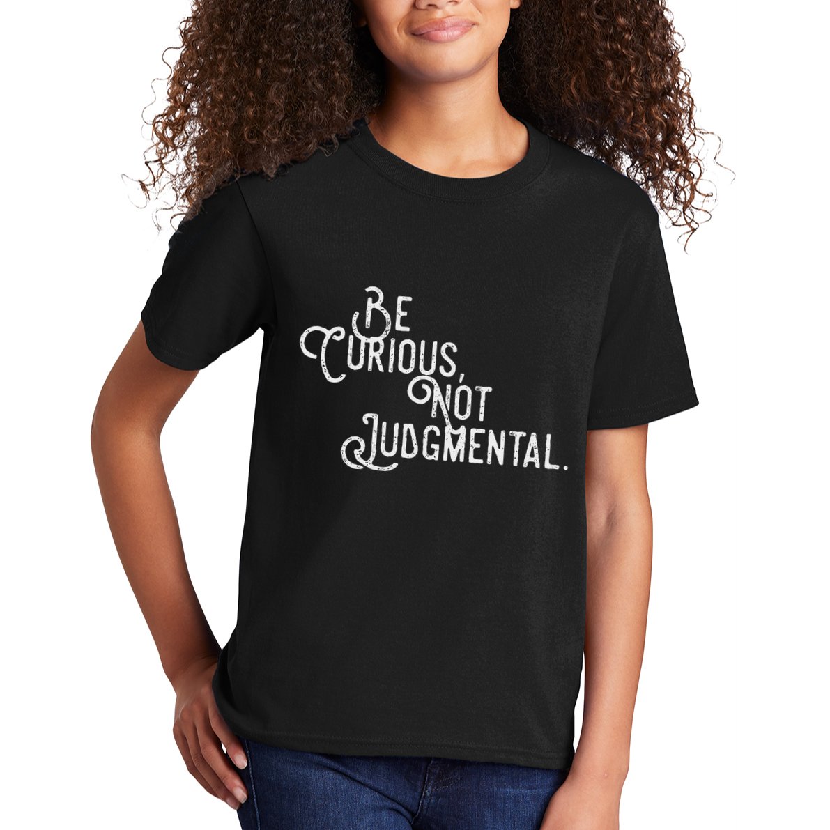 Be Curious Not Judgemental Inspirational Vintage Kids T-Shirt