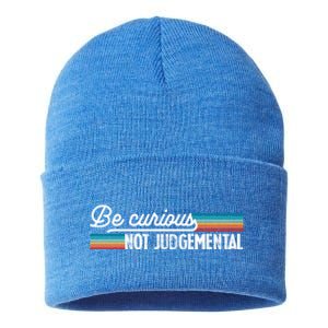 Be Curious Not Judgetal Motivation Inspirational Great Gift Sustainable Knit Beanie