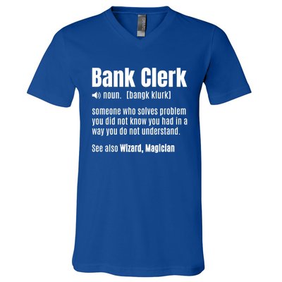 Bank Clerk Noun Definition Finance Banker Cashier Banking Gift V-Neck T-Shirt