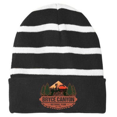 Bryce Canyon National Park Utah USA Desert Vacation Souvenir Striped Beanie with Solid Band