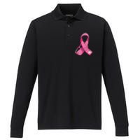 Breast Cancer Nurse Stethoscope Pink Ribbon Performance Long Sleeve Polo