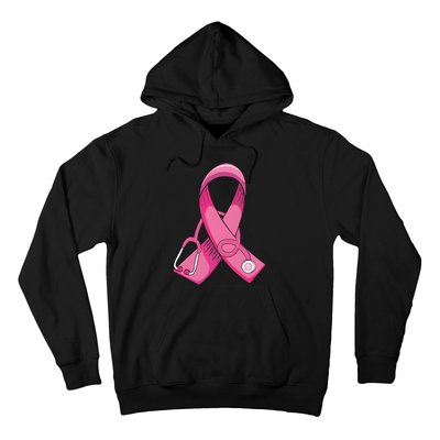 Breast Cancer Nurse Stethoscope Pink Ribbon Hoodie