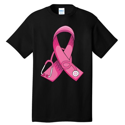 Breast Cancer Nurse Stethoscope Pink Ribbon Tall T-Shirt