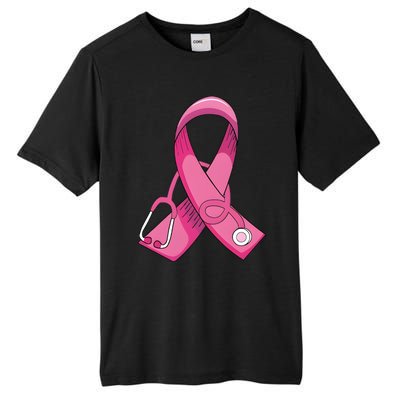 Breast Cancer Nurse Stethoscope Pink Ribbon Tall Fusion ChromaSoft Performance T-Shirt