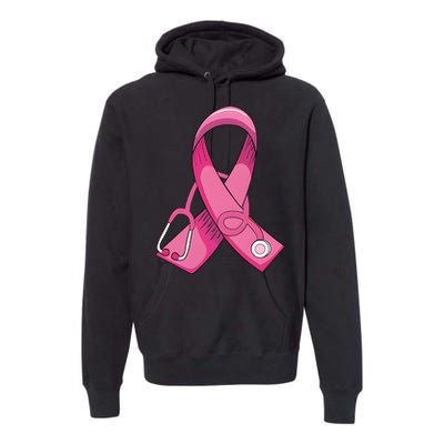 Breast Cancer Nurse Stethoscope Pink Ribbon Premium Hoodie