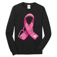 Breast Cancer Nurse Stethoscope Pink Ribbon Tall Long Sleeve T-Shirt