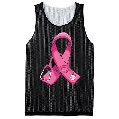 Breast Cancer Nurse Stethoscope Pink Ribbon Mesh Reversible Basketball Jersey Tank