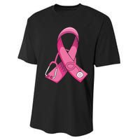 Breast Cancer Nurse Stethoscope Pink Ribbon Performance Sprint T-Shirt