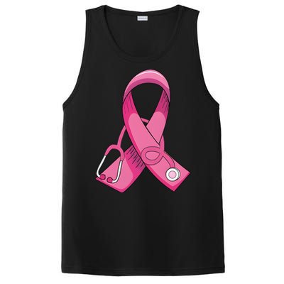 Breast Cancer Nurse Stethoscope Pink Ribbon PosiCharge Competitor Tank