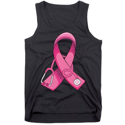 Breast Cancer Nurse Stethoscope Pink Ribbon Tank Top