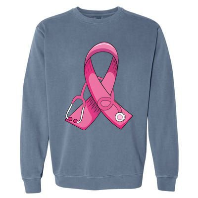 Breast Cancer Nurse Stethoscope Pink Ribbon Garment-Dyed Sweatshirt