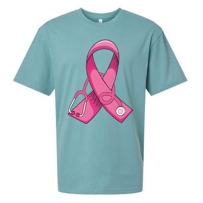 Breast Cancer Nurse Stethoscope Pink Ribbon Sueded Cloud Jersey T-Shirt