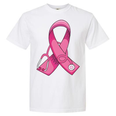 Breast Cancer Nurse Stethoscope Pink Ribbon Garment-Dyed Heavyweight T-Shirt