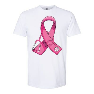 Breast Cancer Nurse Stethoscope Pink Ribbon Softstyle CVC T-Shirt