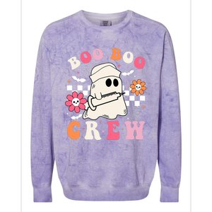 Boo Crew Nurse Halloween Outfits For Women Groovy Colorblast Crewneck Sweatshirt