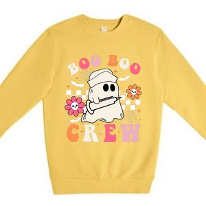 Boo Crew Nurse Halloween Outfits For Women Groovy Premium Crewneck Sweatshirt