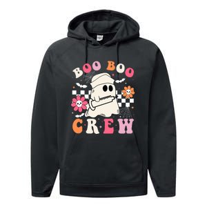 Boo Crew Nurse Halloween Outfits For Women Groovy Performance Fleece Hoodie