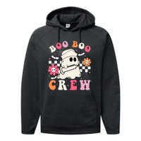 Boo Crew Nurse Halloween Outfits For Women Groovy Performance Fleece Hoodie