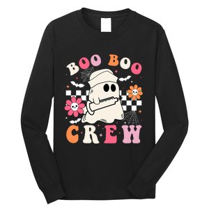 Boo Crew Nurse Halloween Outfits For Women Groovy Long Sleeve Shirt