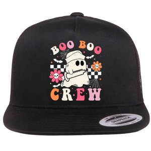 Boo Crew Nurse Halloween Outfits For Women Groovy Flat Bill Trucker Hat