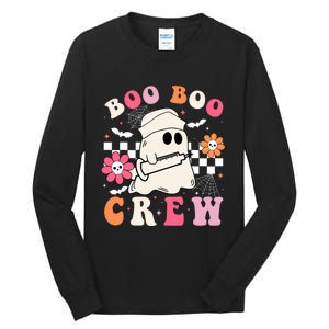 Boo Crew Nurse Halloween Outfits For Women Groovy Tall Long Sleeve T-Shirt