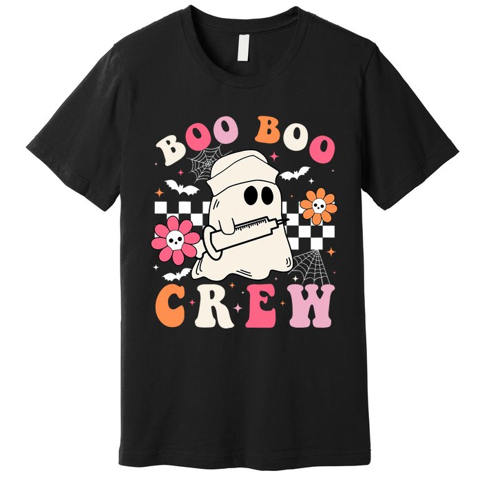 Boo Crew Nurse Halloween Outfits For Women Groovy Premium T-Shirt