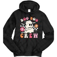 Boo Crew Nurse Halloween Outfits For Women Groovy Tie Dye Hoodie