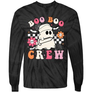 Boo Crew Nurse Halloween Outfits For Women Groovy Tie-Dye Long Sleeve Shirt