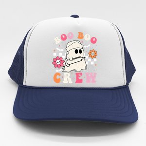 Boo Crew Nurse Halloween Outfits For Women Groovy Trucker Hat