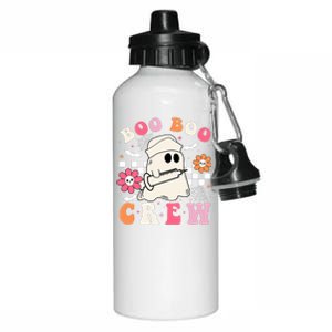 Boo Crew Nurse Halloween Outfits For Women Groovy Aluminum Water Bottle