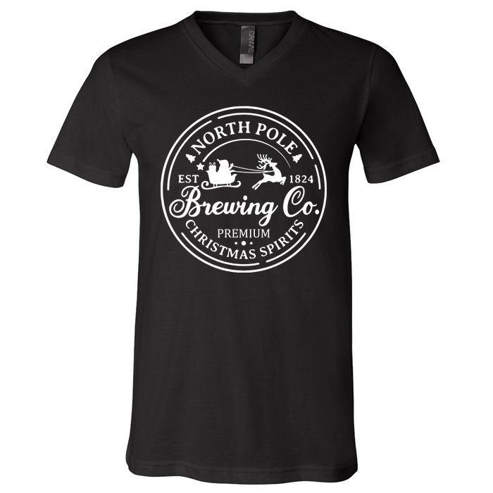 Brewing Co North Pole Christmas Spirits V-Neck T-Shirt