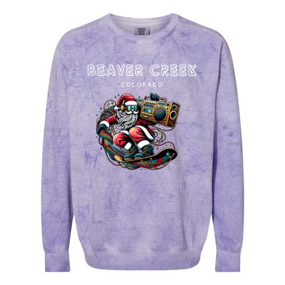 Beaver Creek New Colorado Cool Snowboard Christmas Santa Gift Colorblast Crewneck Sweatshirt