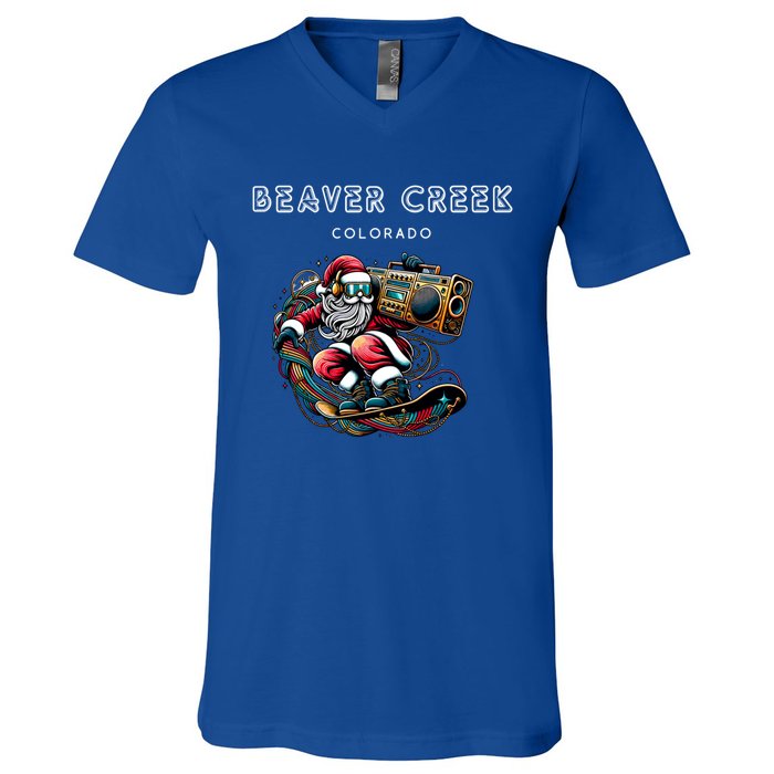 Beaver Creek New Colorado Cool Snowboard Christmas Santa Gift V-Neck T-Shirt