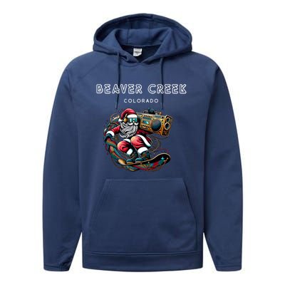 Beaver Creek New Colorado Cool Snowboard Christmas Santa Gift Performance Fleece Hoodie