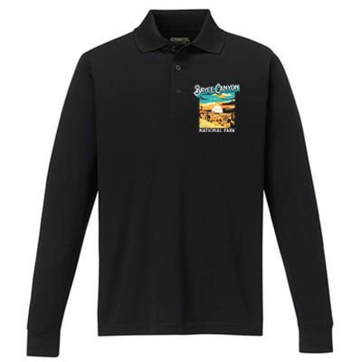 Bryce Canyon National Park Utah Hoodoos Performance Long Sleeve Polo