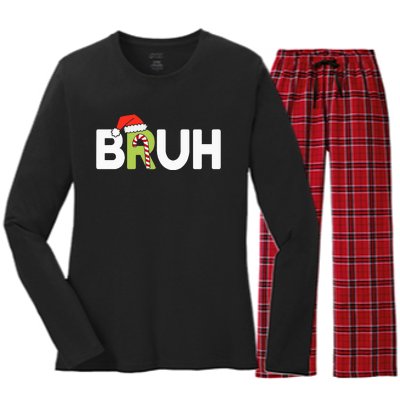 Bruh Christmas Ns Funny Christmas Women's Long Sleeve Flannel Pajama Set 