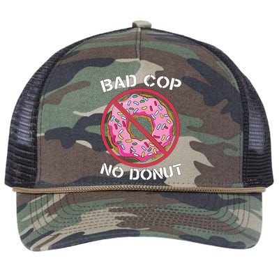 Bad Cop No Donut Law Enforcement Policeman Police Officer Retro Rope Trucker Hat Cap