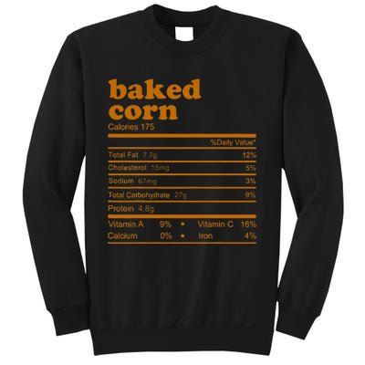 Baked Corn Nutrition Facts Thanksgiving Nutrition Sweatshirt