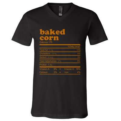 Baked Corn Nutrition Facts Thanksgiving Nutrition V-Neck T-Shirt