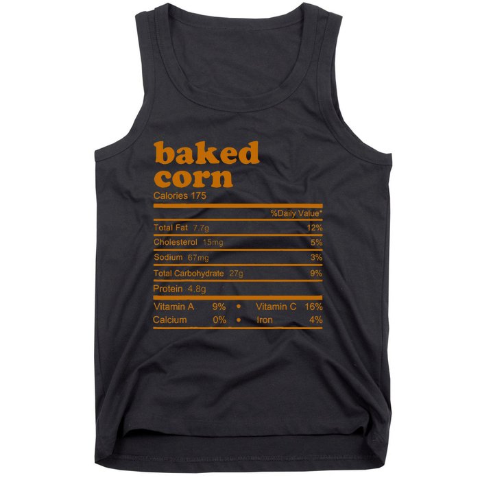 Baked Corn Nutrition Facts Thanksgiving Nutrition Tank Top