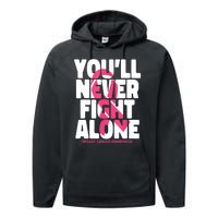 Breast Cancer Nobody Fights Alone Breast Cancer Awareness Performance Fleece Hoodie