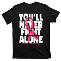 Breast Cancer Nobody Fights Alone Breast Cancer Awareness T-Shirt