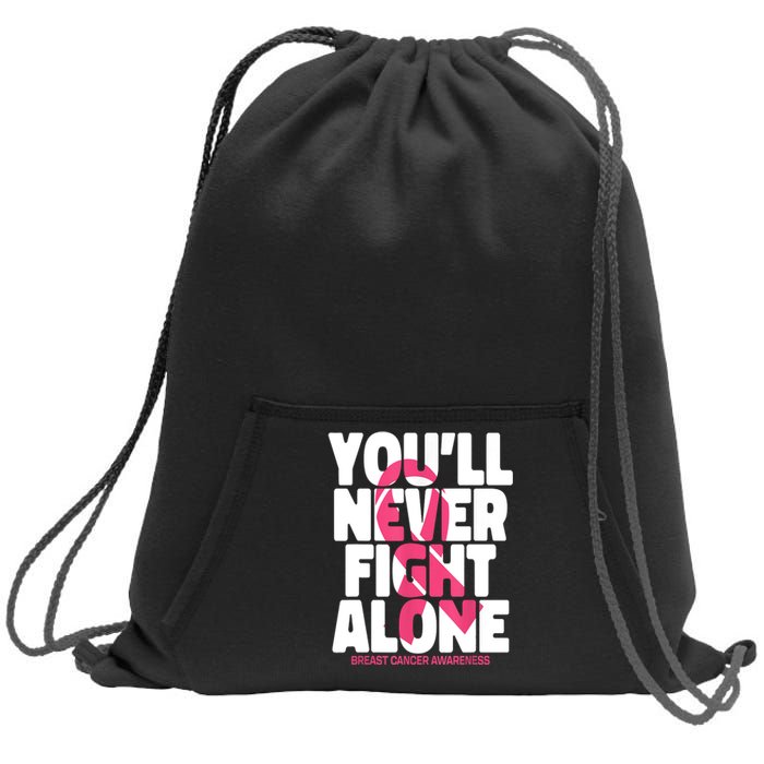 Breast Cancer Nobody Fights Alone Breast Cancer Awareness Sweatshirt Cinch Pack Bag