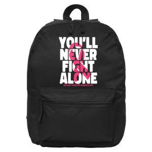 Breast Cancer Nobody Fights Alone Breast Cancer Awareness 16 in Basic Backpack