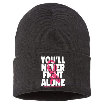 Breast Cancer Nobody Fights Alone Breast Cancer Awareness Sustainable Knit Beanie