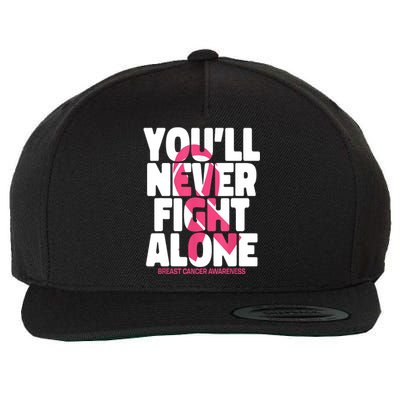 Breast Cancer Nobody Fights Alone Breast Cancer Awareness Wool Snapback Cap