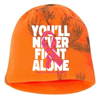 Breast Cancer Nobody Fights Alone Breast Cancer Awareness Kati - Camo Knit Beanie