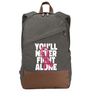 Breast Cancer Nobody Fights Alone Breast Cancer Awareness Cotton Canvas Backpack